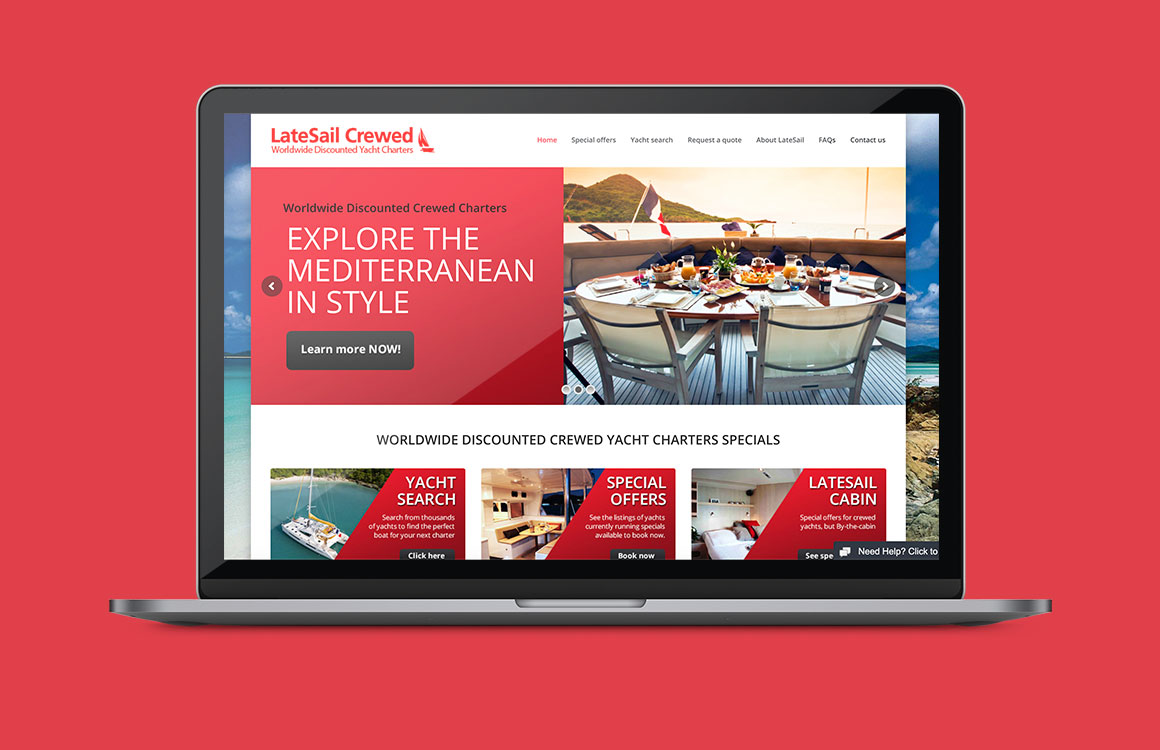 LateSail yacht holiday WordPress website design