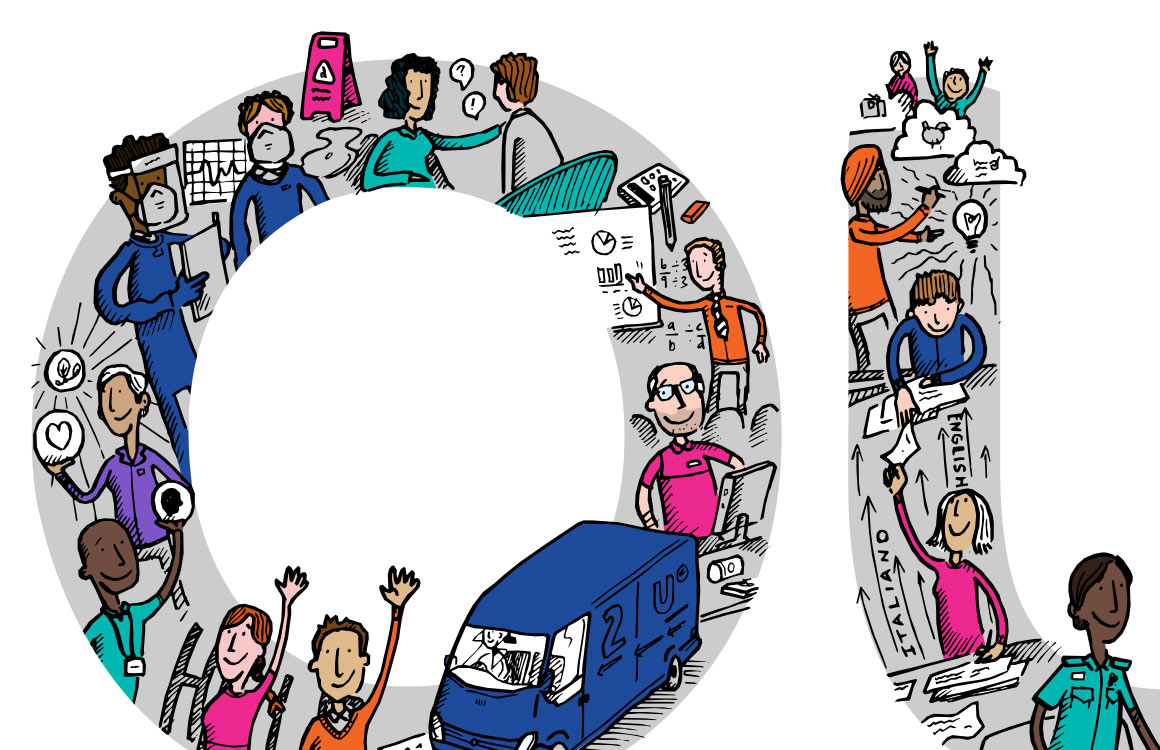 Illustrations for The Open University's social media
